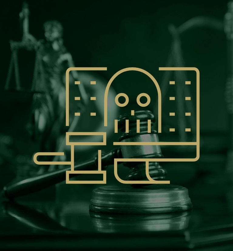 temida z&nbsp;wagą, młotek sędziowski